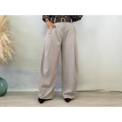 Pantalón pinza palazo taupe