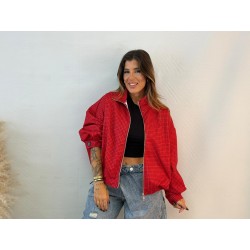 Bomber cuadros roja