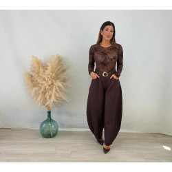 Pantalón balloon marrón