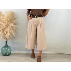 Pantalón pinza midi beige