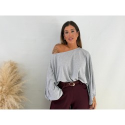Camiseta hombros caído gris