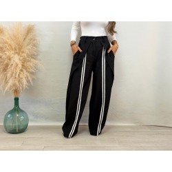 Pantalón pinza rayas negro