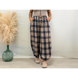 Pantalón cuadros jogger azul