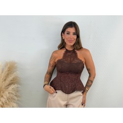 Corset encaje marrón