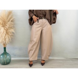 Pantalón balloon polipel beige