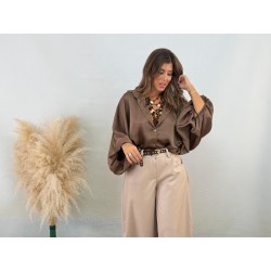 Camisa raso marrón