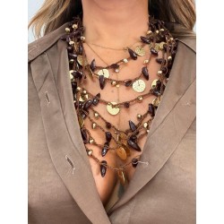 Collar monedas marrón