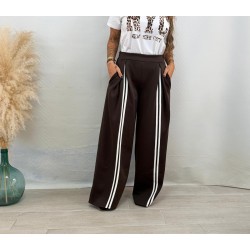 Pantalón chándal rayas marrón
