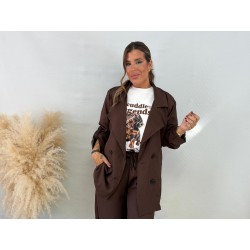 Gabardina corta marrón