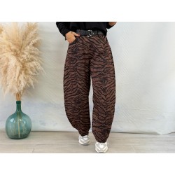 Pantalón balloon cebra marrón