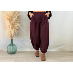 Pantalón pinza jogger burdeos