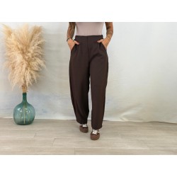 Pantalón balloon pinza marrón