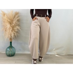 Pantalón balloon chándal beige