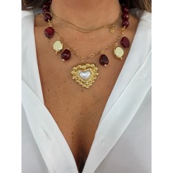 Collar corazón burdeos