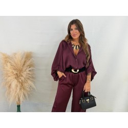 Camisa crop mangas burdeos