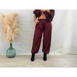 Pantalón jogger raso vino