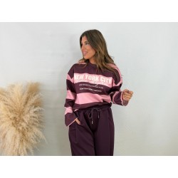 Sudadera New York raya rosa