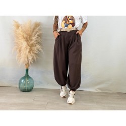 Pantalón pinza jogger marrón