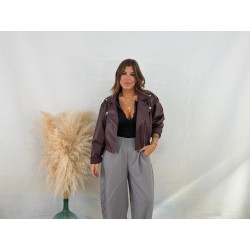 Chaqueta polipiel burdeos