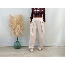 Pantalón chándal pinza beige