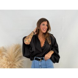Camisa satinada negra